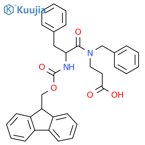 3-N-benzyl-2-({(9H-fluoren-9-yl)methoxycarbonyl}amino)-3-phenylpropanamidopropanoic acid structure