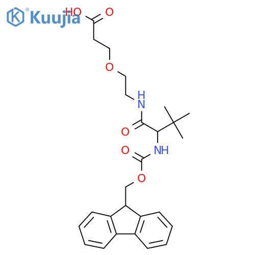 3-{2-2-({(9H-fluoren-9-yl)methoxycarbonyl}amino)-3,3-dimethylbutanamidoethoxy}propanoic acid structure