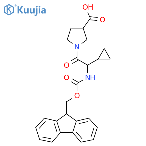 1-2-cyclopropyl-2-({(9H-fluoren-9-yl)methoxycarbonyl}amino)acetylpyrrolidine-3-carboxylic acid structure