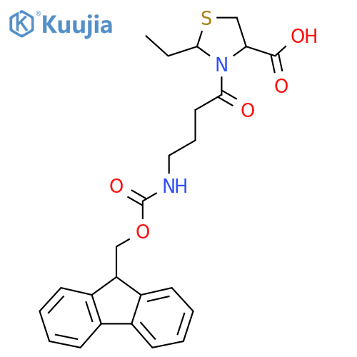 2-ethyl-3-4-({(9H-fluoren-9-yl)methoxycarbonyl}amino)butanoyl-1,3-thiazolidine-4-carboxylic acid structure