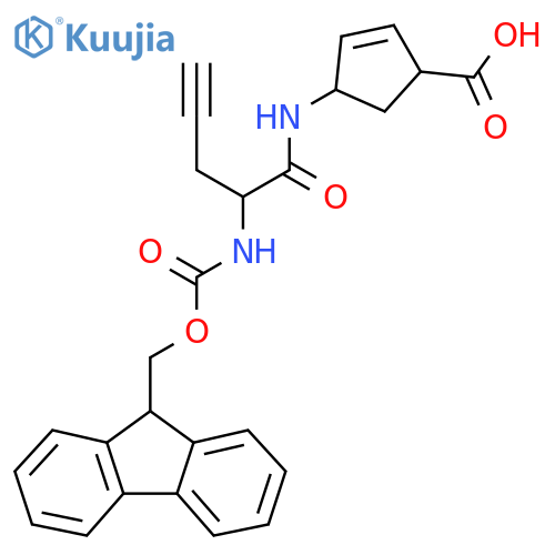 4-2-({(9H-fluoren-9-yl)methoxycarbonyl}amino)pent-4-ynamidocyclopent-2-ene-1-carboxylic acid structure