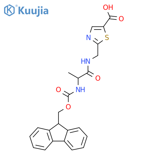 2-{2-({(9H-fluoren-9-yl)methoxycarbonyl}amino)propanamidomethyl}-1,3-thiazole-5-carboxylic acid structure