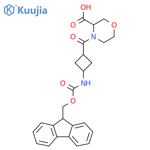 4-3-({(9H-fluoren-9-yl)methoxycarbonyl}amino)cyclobutanecarbonylmorpholine-3-carboxylic acid structure