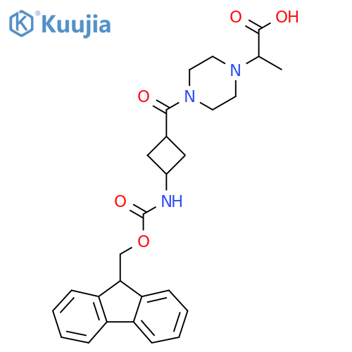 2-{4-3-({(9H-fluoren-9-yl)methoxycarbonyl}amino)cyclobutanecarbonylpiperazin-1-yl}propanoic acid structure