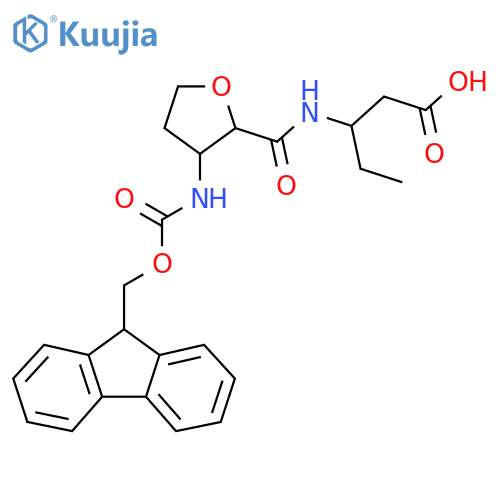 3-{3-({(9H-fluoren-9-yl)methoxycarbonyl}amino)oxolan-2-ylformamido}pentanoic acid structure