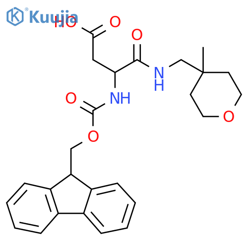 3-({(9H-fluoren-9-yl)methoxycarbonyl}amino)-3-{(4-methyloxan-4-yl)methylcarbamoyl}propanoic acid structure