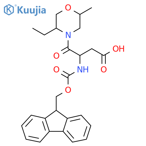 4-(5-ethyl-2-methylmorpholin-4-yl)-3-({(9H-fluoren-9-yl)methoxycarbonyl}amino)-4-oxobutanoic acid structure