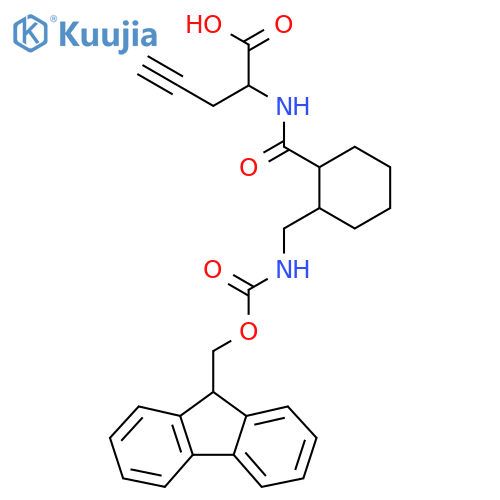 2-({2-({(9H-fluoren-9-yl)methoxycarbonyl}amino)methylcyclohexyl}formamido)pent-4-ynoic acid structure
