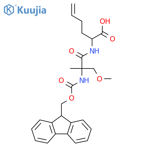 2-2-({(9H-fluoren-9-yl)methoxycarbonyl}amino)-2-(methoxymethyl)propanamidohex-5-enoic acid structure