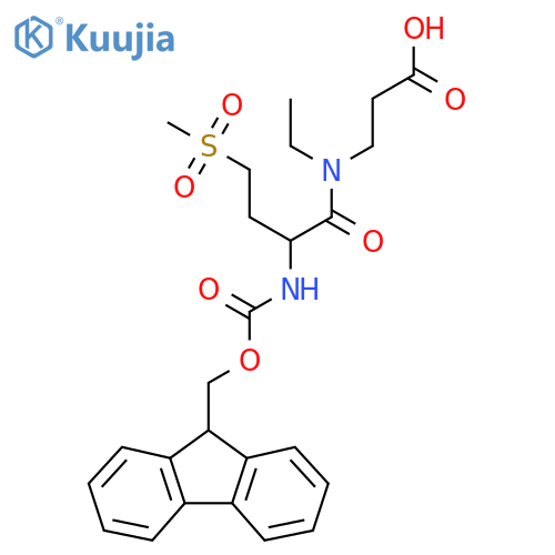 3-N-ethyl-2-({(9H-fluoren-9-yl)methoxycarbonyl}amino)-4-methanesulfonylbutanamidopropanoic acid structure