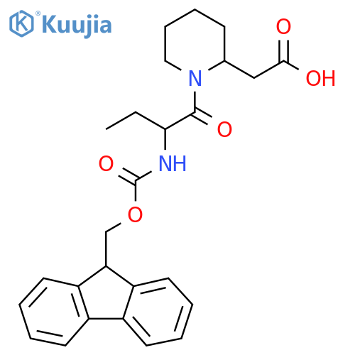 2-{1-2-({(9H-fluoren-9-yl)methoxycarbonyl}amino)butanoylpiperidin-2-yl}acetic acid structure