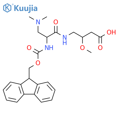 4-3-(dimethylamino)-2-({(9H-fluoren-9-yl)methoxycarbonyl}amino)propanamido-3-methoxybutanoic acid structure