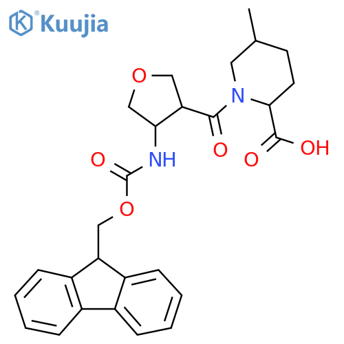 1-4-({(9H-fluoren-9-yl)methoxycarbonyl}amino)oxolane-3-carbonyl-5-methylpiperidine-2-carboxylic acid structure