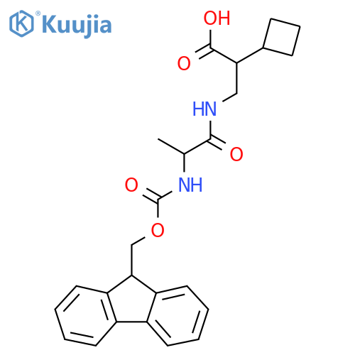 2-cyclobutyl-3-2-({(9H-fluoren-9-yl)methoxycarbonyl}amino)propanamidopropanoic acid structure