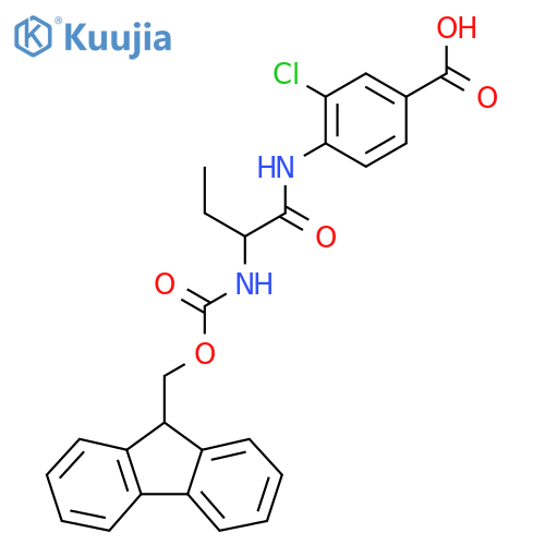 3-chloro-4-2-({(9H-fluoren-9-yl)methoxycarbonyl}amino)butanamidobenzoic acid structure