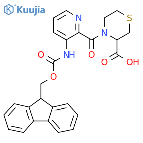 4-3-({(9H-fluoren-9-yl)methoxycarbonyl}amino)pyridine-2-carbonylthiomorpholine-3-carboxylic acid structure