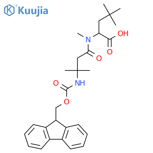 2-3-({(9H-fluoren-9-yl)methoxycarbonyl}amino)-N,3-dimethylbutanamido-4,4-dimethylpentanoic acid structure