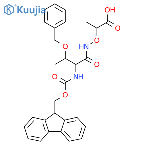 2-{3-(benzyloxy)-2-({(9H-fluoren-9-yl)methoxycarbonyl}amino)butanamidooxy}propanoic acid structure