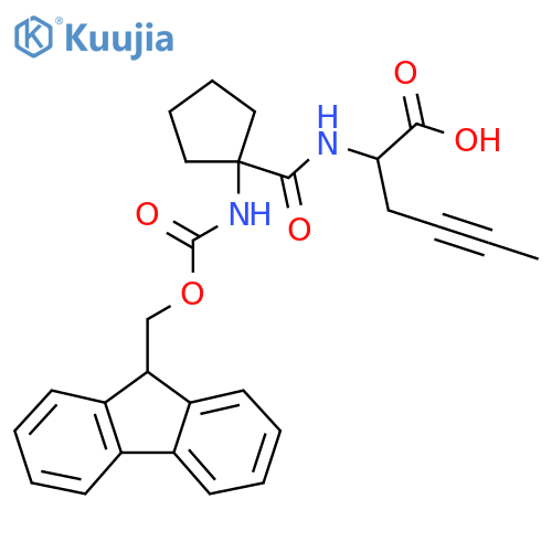 2-{1-({(9H-fluoren-9-yl)methoxycarbonyl}amino)cyclopentylformamido}hex-4-ynoic acid structure