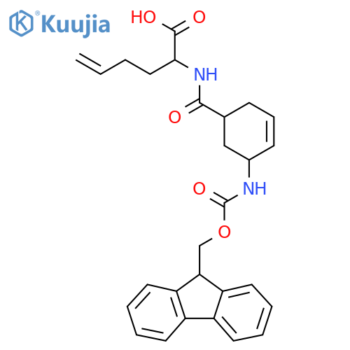 2-{5-({(9H-fluoren-9-yl)methoxycarbonyl}amino)cyclohex-3-en-1-ylformamido}hex-5-enoic acid structure