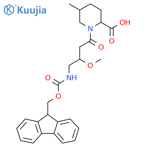 1-4-({(9H-fluoren-9-yl)methoxycarbonyl}amino)-3-methoxybutanoyl-5-methylpiperidine-2-carboxylic acid structure