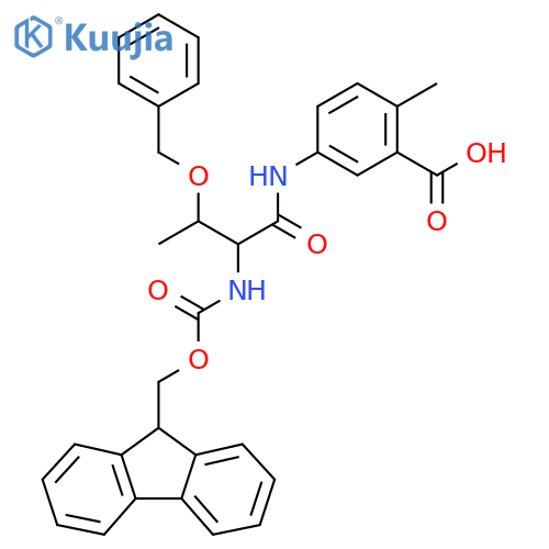 5-3-(benzyloxy)-2-({(9H-fluoren-9-yl)methoxycarbonyl}amino)butanamido-2-methylbenzoic acid structure