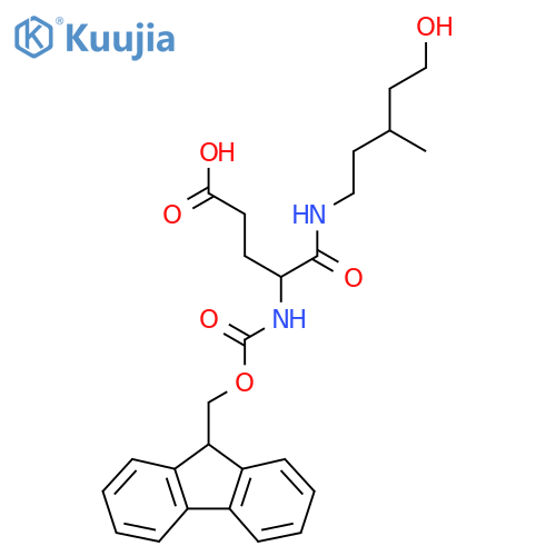 4-({(9H-fluoren-9-yl)methoxycarbonyl}amino)-4-(5-hydroxy-3-methylpentyl)carbamoylbutanoic acid structure