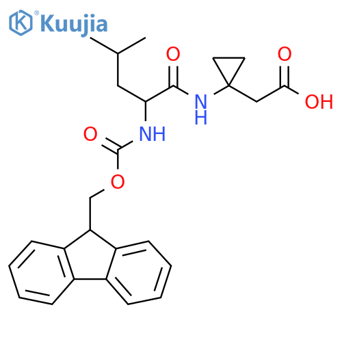 2-{1-2-({(9H-fluoren-9-yl)methoxycarbonyl}amino)-4-methylpentanamidocyclopropyl}acetic acid structure