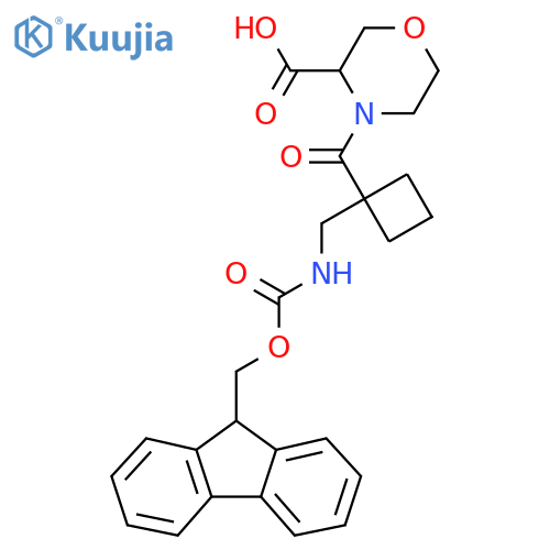 4-{1-({(9H-fluoren-9-yl)methoxycarbonyl}amino)methylcyclobutanecarbonyl}morpholine-3-carboxylic acid structure