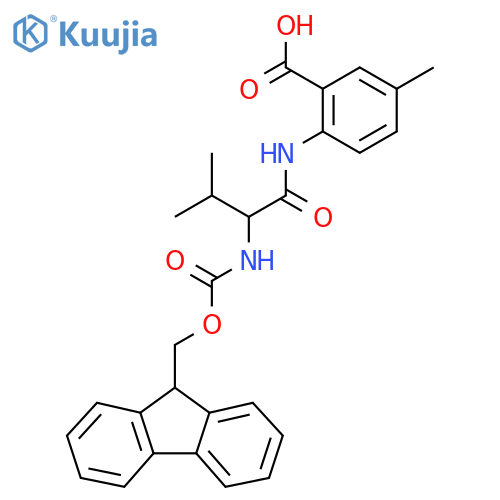 2-2-({(9H-fluoren-9-yl)methoxycarbonyl}amino)-3-methylbutanamido-5-methylbenzoic acid structure