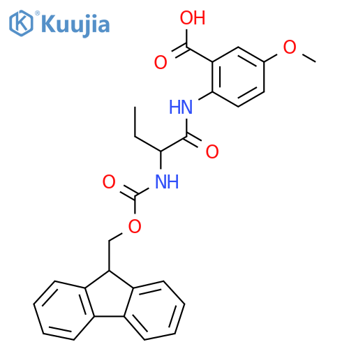 2-2-({(9H-fluoren-9-yl)methoxycarbonyl}amino)butanamido-5-methoxybenzoic acid structure