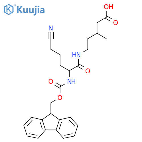 5-5-cyano-2-({(9H-fluoren-9-yl)methoxycarbonyl}amino)pentanamido-3-methylpentanoic acid structure