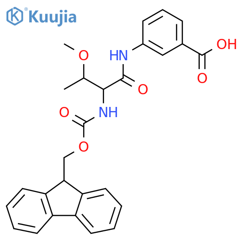3-2-({(9H-fluoren-9-yl)methoxycarbonyl}amino)-3-methoxybutanamidobenzoic acid structure