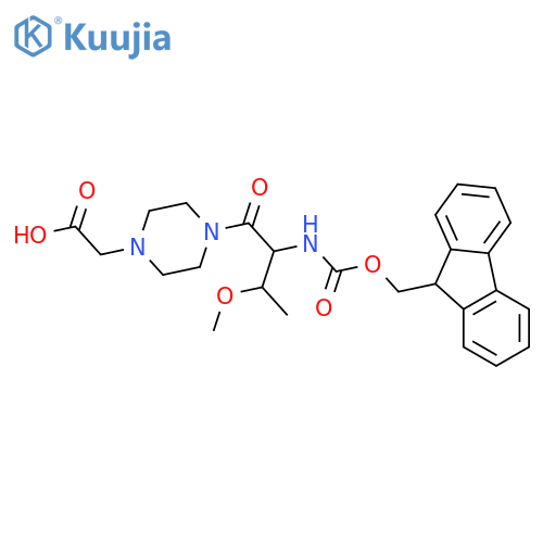 2-{4-2-({(9H-fluoren-9-yl)methoxycarbonyl}amino)-3-methoxybutanoylpiperazin-1-yl}acetic acid structure