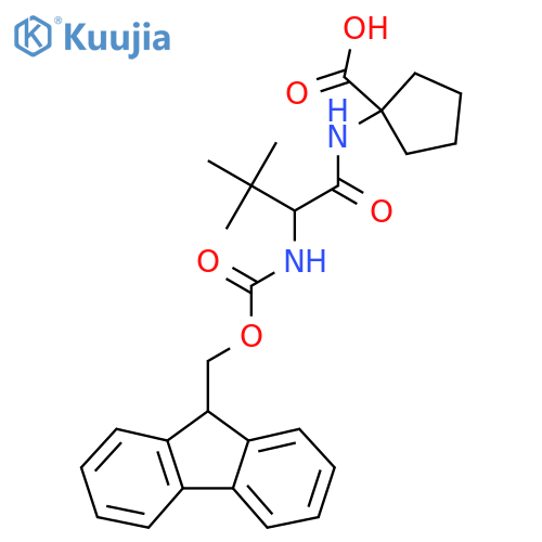 1-2-({(9H-fluoren-9-yl)methoxycarbonyl}amino)-3,3-dimethylbutanamidocyclopentane-1-carboxylic acid structure