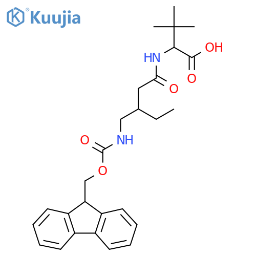 2-{3-({(9H-fluoren-9-yl)methoxycarbonyl}amino)methylpentanamido}-3,3-dimethylbutanoic acid structure