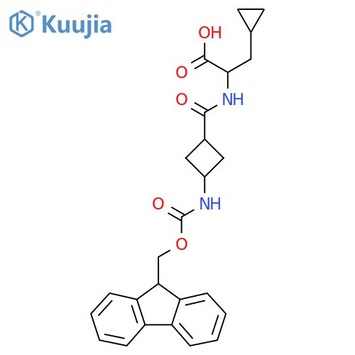 3-cyclopropyl-2-{3-({(9H-fluoren-9-yl)methoxycarbonyl}amino)cyclobutylformamido}propanoic acid structure