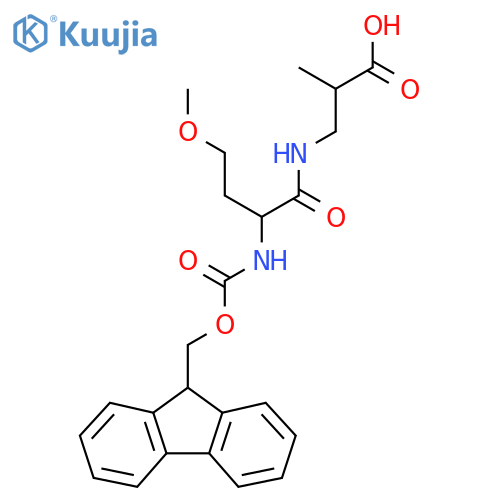 3-2-({(9H-fluoren-9-yl)methoxycarbonyl}amino)-4-methoxybutanamido-2-methylpropanoic acid structure