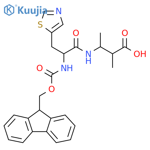 3-2-({(9H-fluoren-9-yl)methoxycarbonyl}amino)-3-(1,3-thiazol-5-yl)propanamido-2-methylbutanoic acid structure