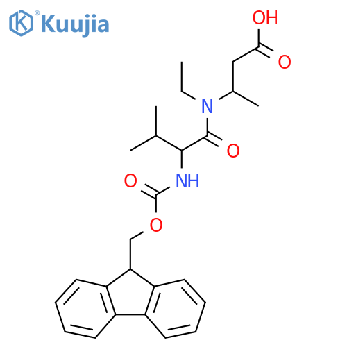 3-N-ethyl-2-({(9H-fluoren-9-yl)methoxycarbonyl}amino)-3-methylbutanamidobutanoic acid structure