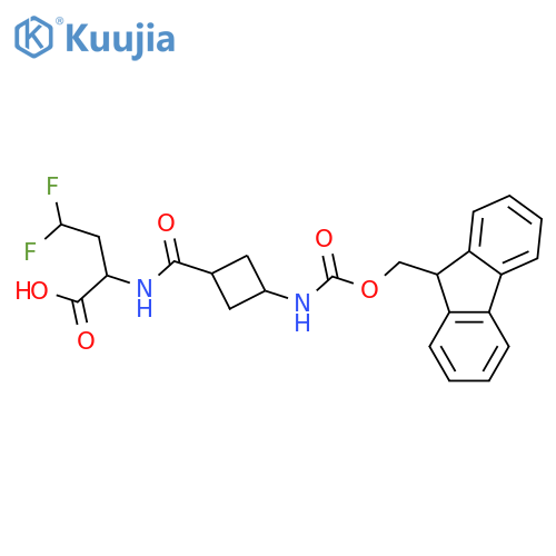 2-{3-({(9H-fluoren-9-yl)methoxycarbonyl}amino)cyclobutylformamido}-4,4-difluorobutanoic acid structure