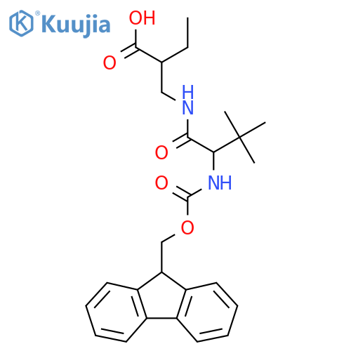 2-{2-({(9H-fluoren-9-yl)methoxycarbonyl}amino)-3,3-dimethylbutanamidomethyl}butanoic acid structure