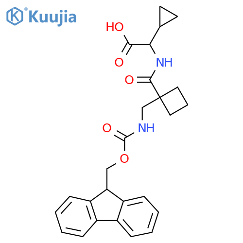 2-cyclopropyl-2-({1-({(9H-fluoren-9-yl)methoxycarbonyl}amino)methylcyclobutyl}formamido)acetic acid structure