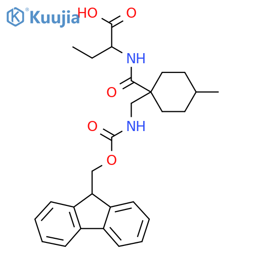 2-({1-({(9H-fluoren-9-yl)methoxycarbonyl}amino)methyl-4-methylcyclohexyl}formamido)butanoic acid structure