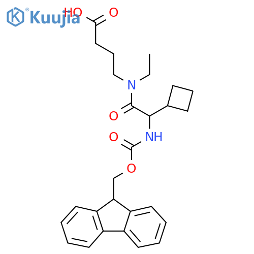 4-2-cyclobutyl-N-ethyl-2-({(9H-fluoren-9-yl)methoxycarbonyl}amino)acetamidobutanoic acid structure