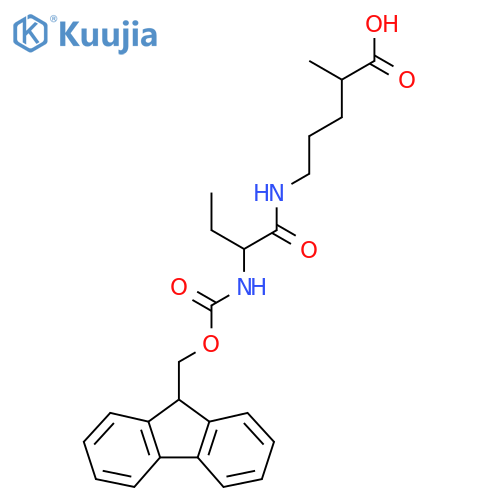 5-2-({(9H-fluoren-9-yl)methoxycarbonyl}amino)butanamido-2-methylpentanoic acid structure