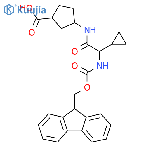 3-2-cyclopropyl-2-({(9H-fluoren-9-yl)methoxycarbonyl}amino)acetamidocyclopentane-1-carboxylic acid structure