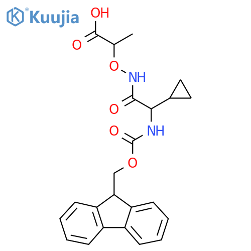 2-{2-cyclopropyl-2-({(9H-fluoren-9-yl)methoxycarbonyl}amino)acetamidooxy}propanoic acid structure