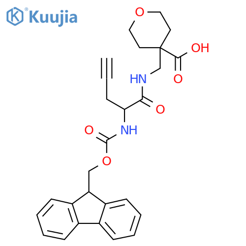 4-{2-({(9H-fluoren-9-yl)methoxycarbonyl}amino)pent-4-ynamidomethyl}oxane-4-carboxylic acid structure