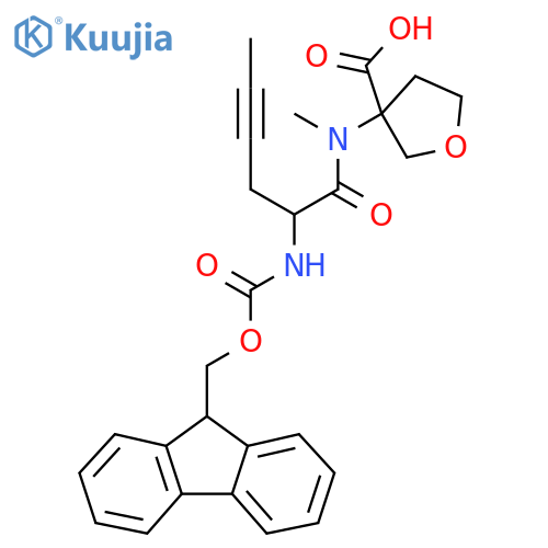 3-2-({(9H-fluoren-9-yl)methoxycarbonyl}amino)-N-methylhex-4-ynamidooxolane-3-carboxylic acid structure